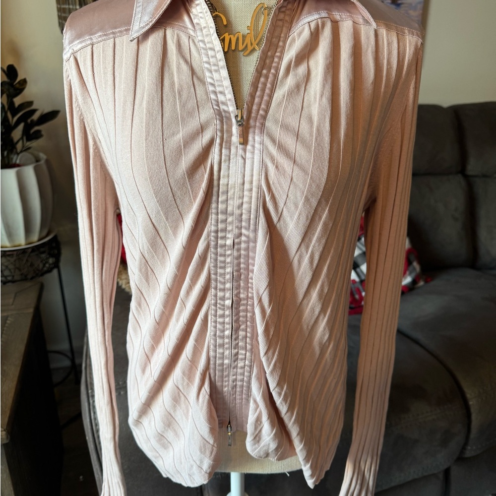 CAbi Style #100 -Light Pink Zip-Up Top